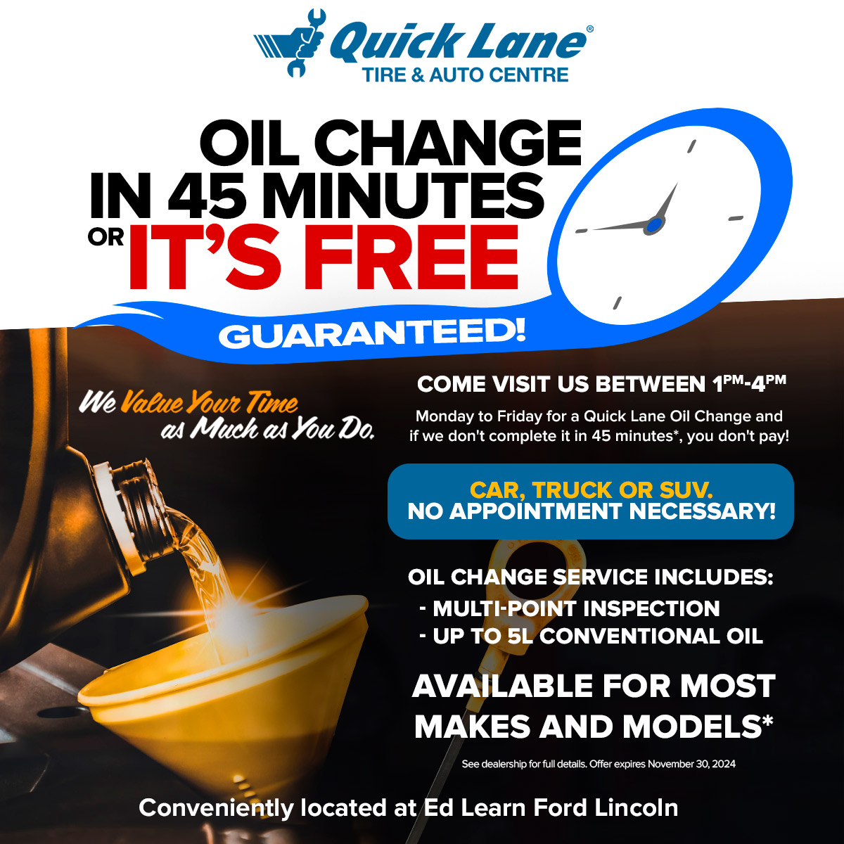 Oil Change In 45 Minutes