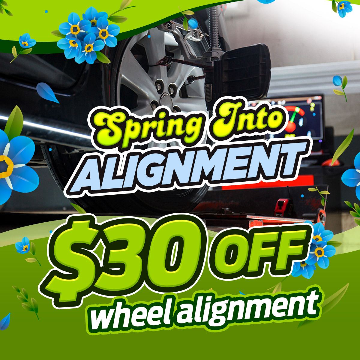 $30 Off Wheel Alignment